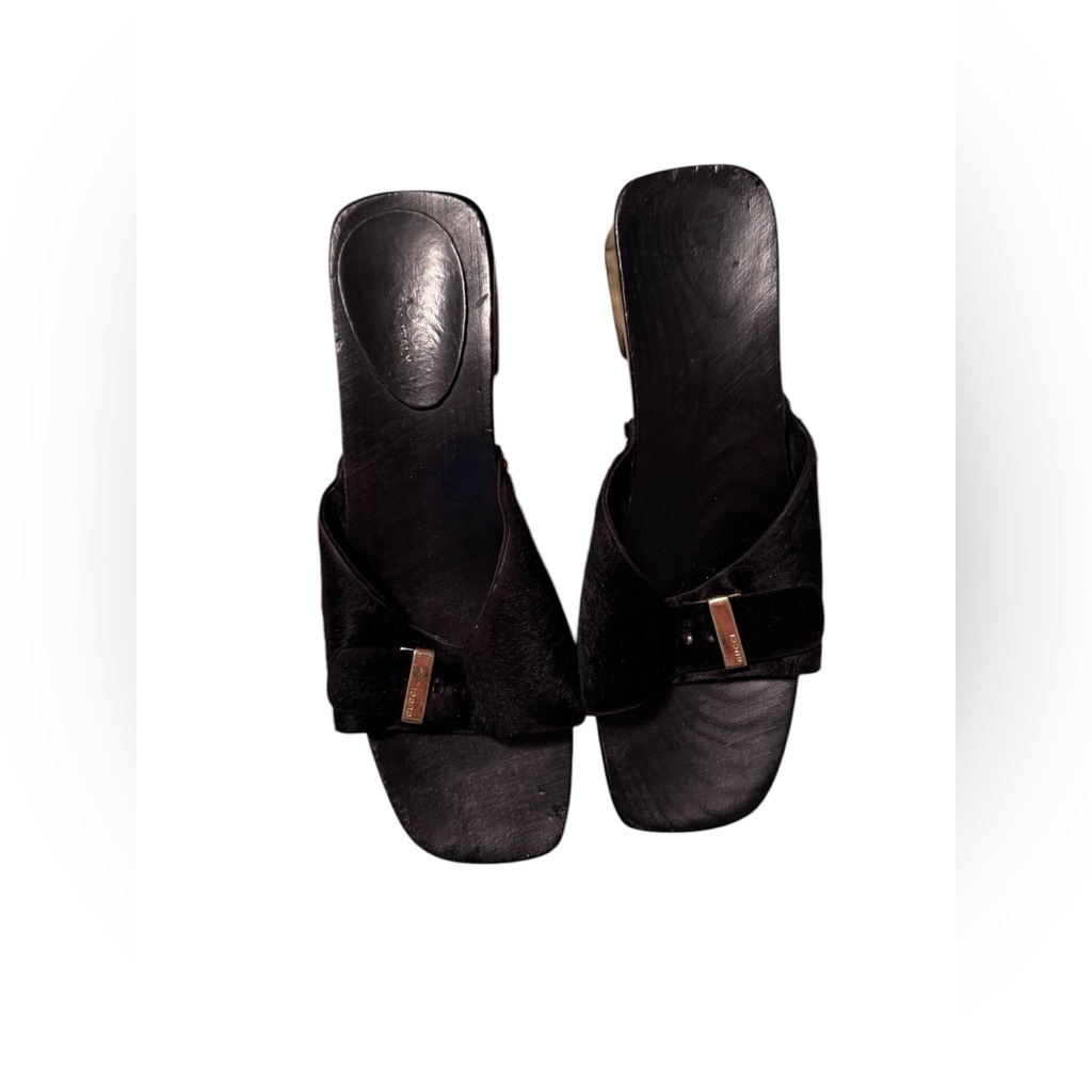 Gucci Wood Cowhide Clogs.Made In Italy.